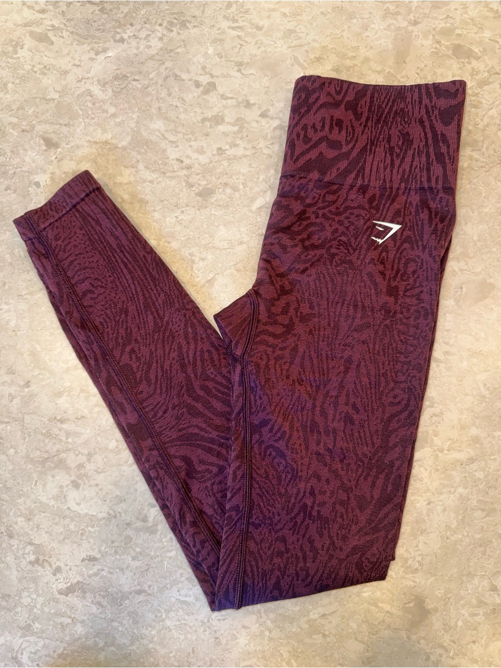 Gymshark Kids Plum Patterned High-Waist Leggings